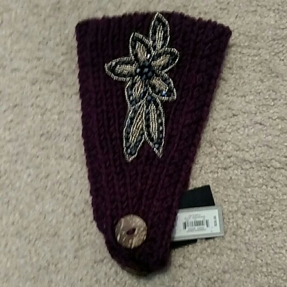 Purple flower winter headband